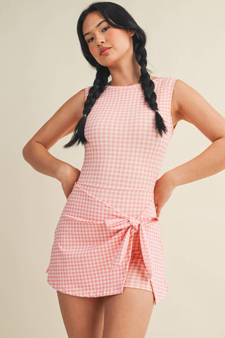 On - The - Go Gingham Wrap Dress Black - Sugar Co.