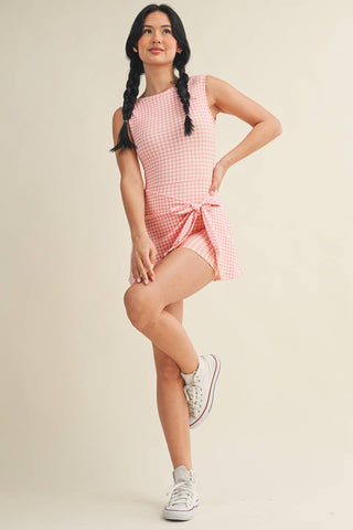 On - The - Go Gingham Wrap Dress Black - Sugar Co.