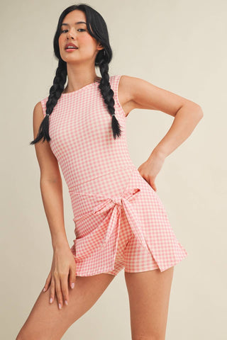 On - The - Go Gingham Wrap Dress Black - Sugar Co.