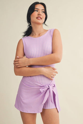 On - The - Go Gingham Wrap Dress Brown - Sugar Co.