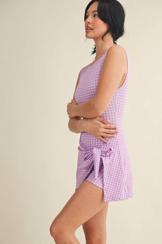 On - The - Go Gingham Wrap Dress Brown - Sugar Co.