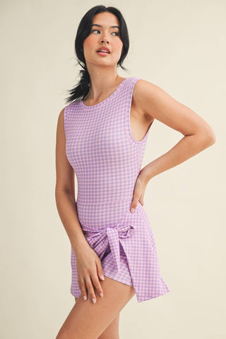 On - The - Go Gingham Wrap Dress Brown - Sugar Co.