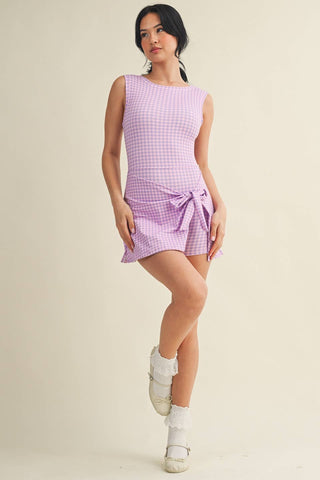 On - The - Go Gingham Wrap Dress Brown - Sugar Co.