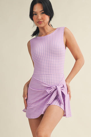 On - The - Go Gingham Wrap Dress Brown - Sugar Co.