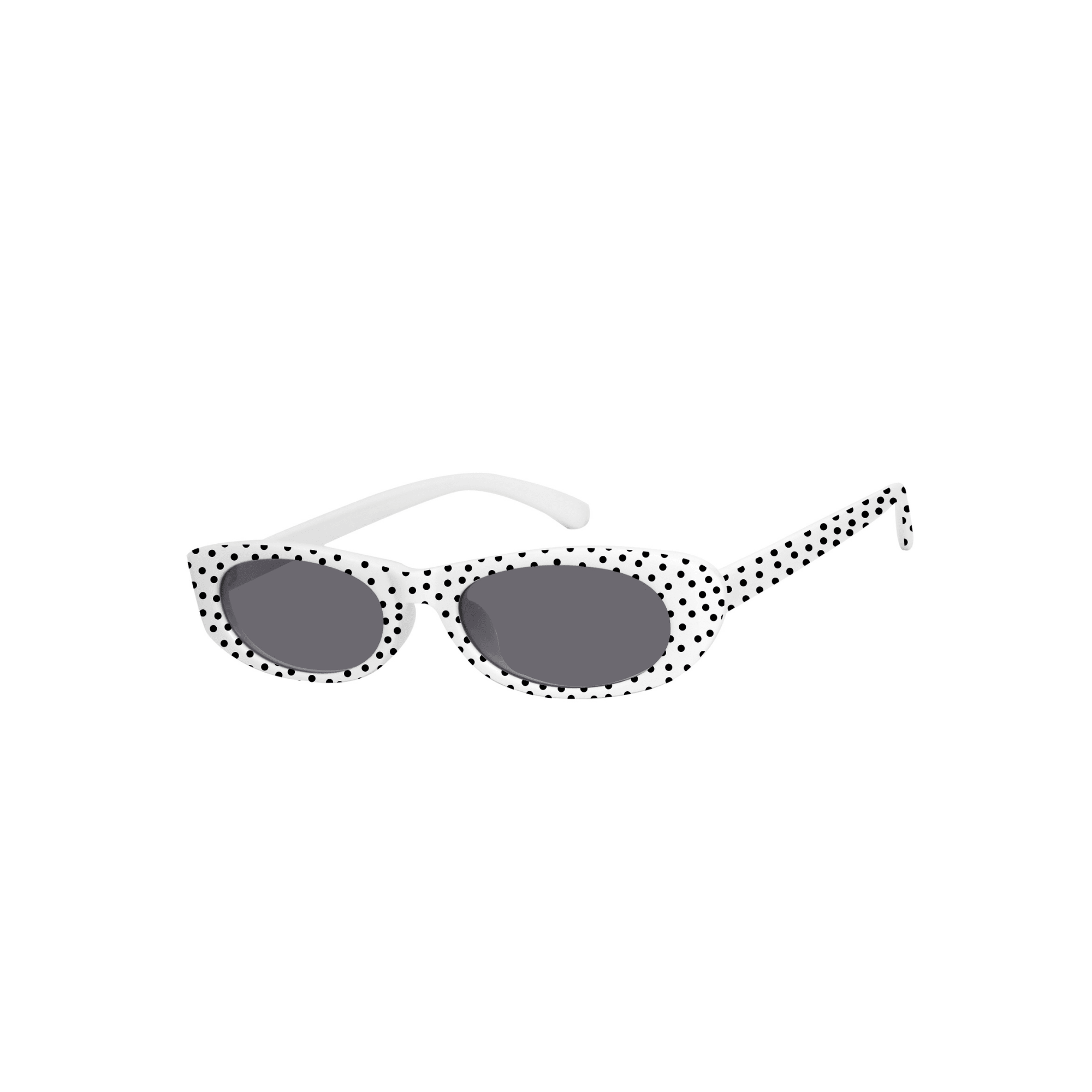 Oval Plastic Sunglasses – White / Black Polka Dot: White