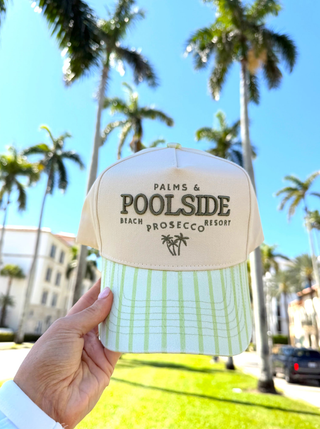 Palms & Poolside - Green Stripe Trucker Hat - Sugar Co.
