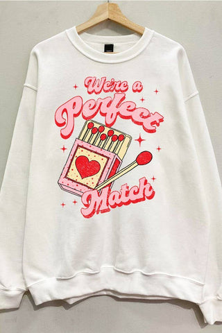 Perfect Match Valentine's Sweatshirt: White - Sugar Co.