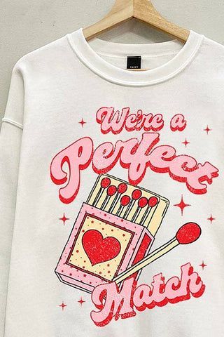 Perfect Match Valentine's Sweatshirt: White - Sugar Co.