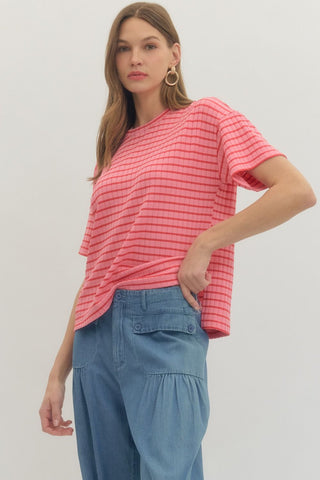 Pink Beach Stripe Top - Sugar Co.