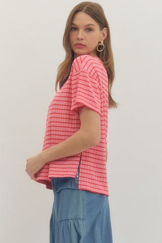 Pink Beach Stripe Top - Sugar Co.
