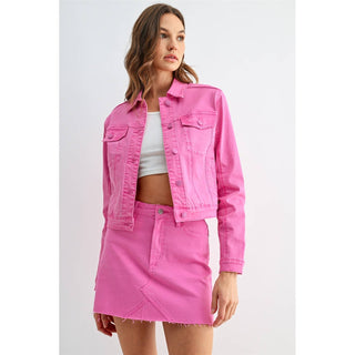 Pink Status Denim Jacket - Sugar Co.