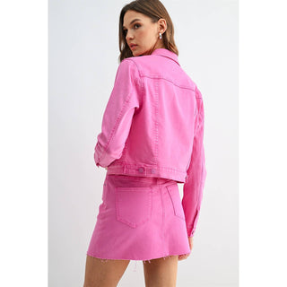 Pink Status Denim Jacket - Sugar Co.