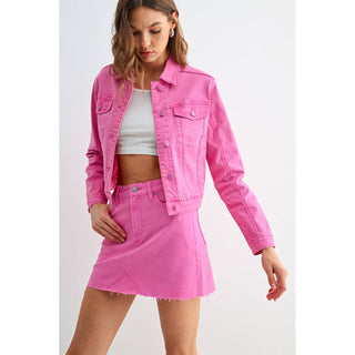 Pink Status Denim Jacket - Sugar Co.