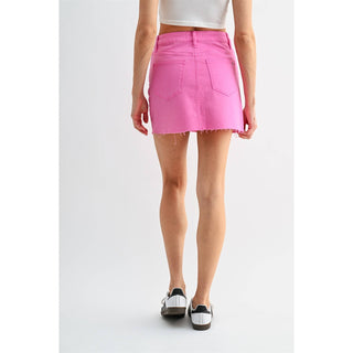 Pink Status Denim Mini Skirt - Sugar Co.