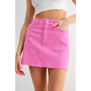 Pink Status Denim Mini Skirt - Sugar Co.