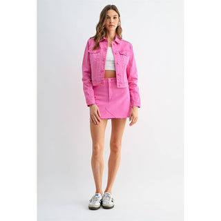 Pink Status Denim Mini Skirt - Sugar Co.