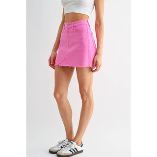 Pink Status Denim Mini Skirt - Sugar Co.