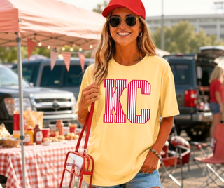 Pinstripe KC Yellow Tee - Sugar Co.