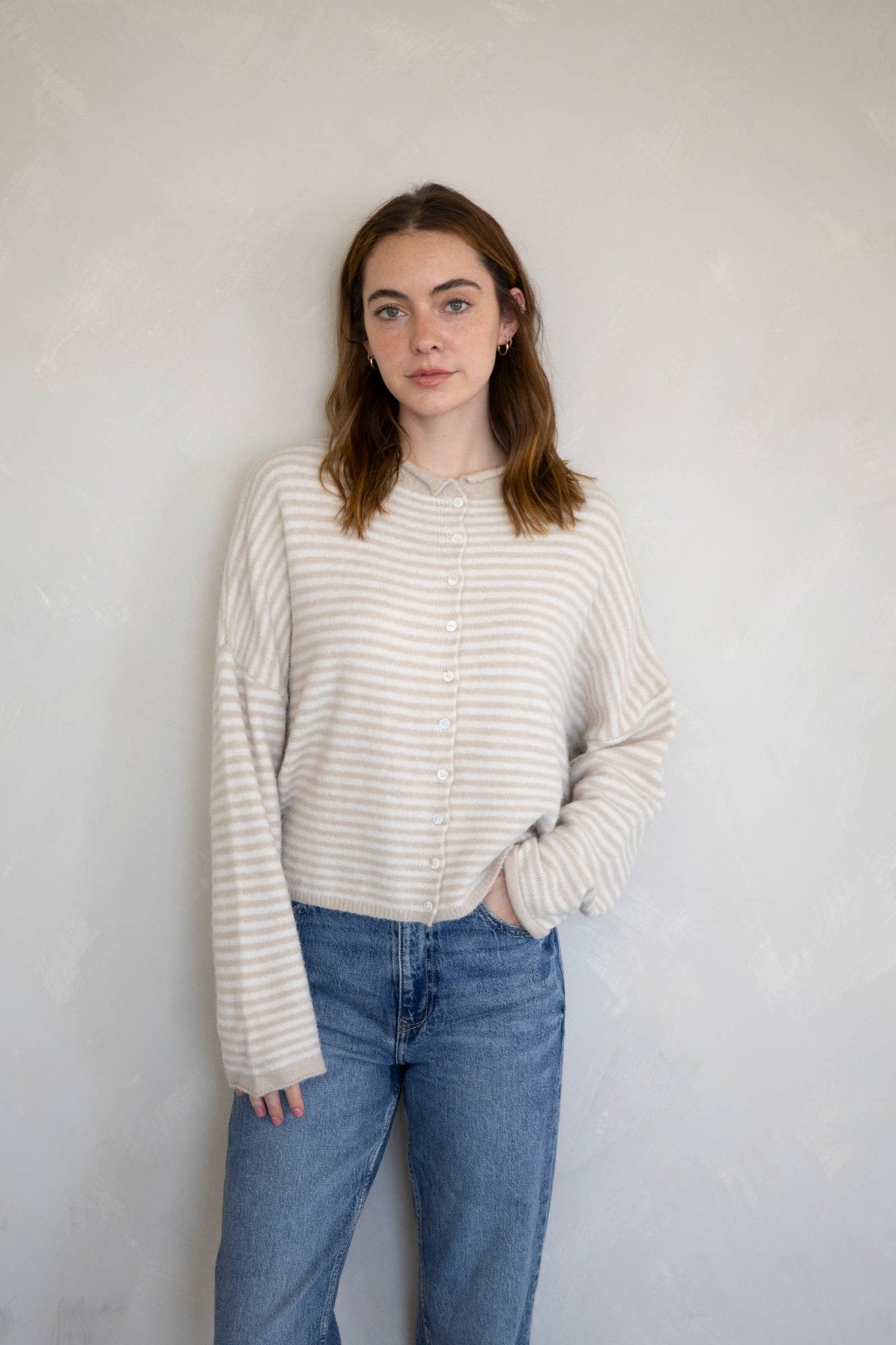 Piper Cardigan - Mini Striped : Cream