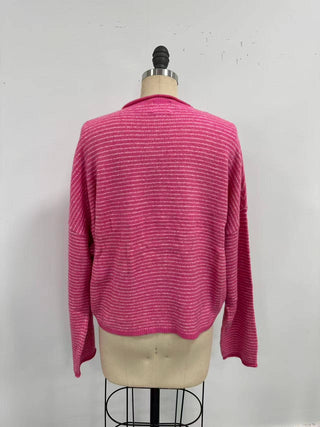 Piper Cardigan: Pin Striped Bubblegum - Sugar Co.