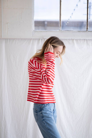 Piper Cardigan - Striped: Ivory-Black - Sugar Co.