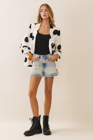 Pippa Polka Dot Cropped Blazer Black - Sugar Co.