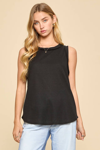 Play It Back Knit Tank Black - Sugar Co.