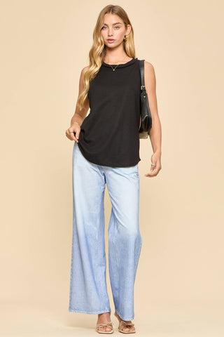 Play It Back Knit Tank Black - Sugar Co.