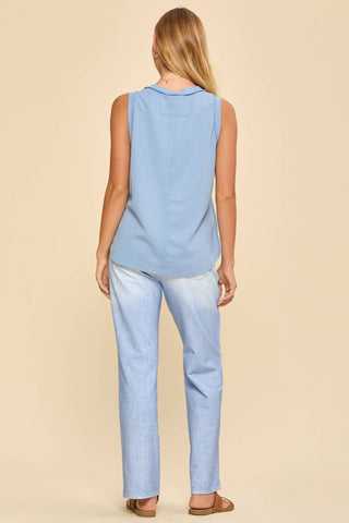 Play It Back Knit Tank Denim Blue - Sugar Co.