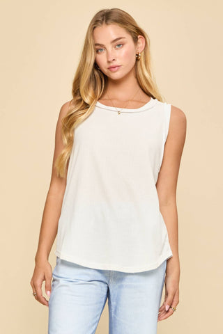 Play It Back Knit Tank Ivory - Sugar Co.