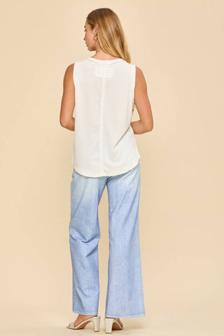 Play It Back Knit Tank Ivory - Sugar Co.