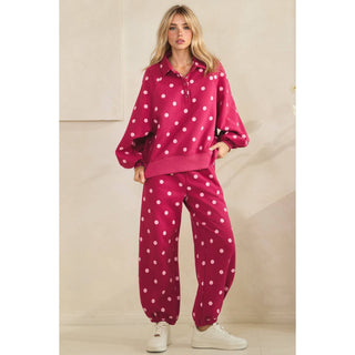 Playful Dot Lounge Pants: Magenta/Pink - Sugar Co.