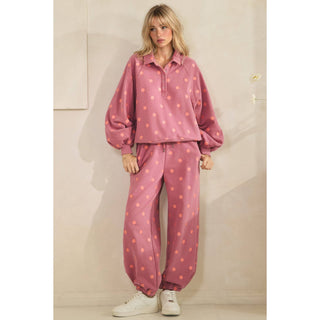 Playful Dot Lounge Pants: Magenta/Pink - Sugar Co.
