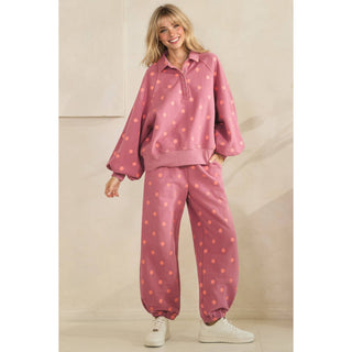 Playful Dot Lounge Pants: Magenta/Pink - Sugar Co.