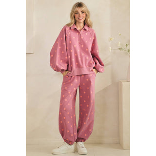 Playful Dot Quarter Zip: Magenta/Pink - Sugar Co.