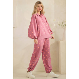 Playful Dot Quarter Zip: Magenta/Pink - Sugar Co.