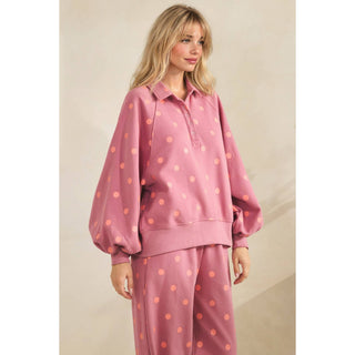 Playful Dot Quarter Zip: Magenta/Pink - Sugar Co.