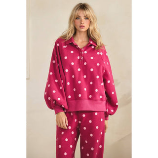 Playful Dot Quarter Zip: Magenta/Pink - Sugar Co.
