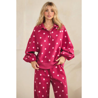 Playful Dot Quarter Zip: Magenta/Pink - Sugar Co.