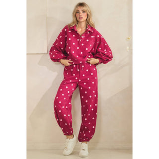Playful Dot Quarter Zip: Magenta/Pink - Sugar Co.