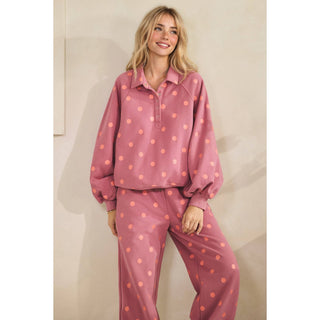 Playful Dot Quarter Zip: Magenta/Pink - Sugar Co.