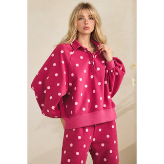 Playful Dot Quarter Zip: Magenta/Pink - Sugar Co.