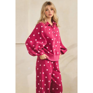 Playful Dot Quarter Zip: Magenta/Pink - Sugar Co.