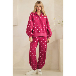 Playful Dot Quarter Zip: Magenta/Pink - Sugar Co.