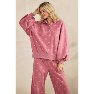 Playful Dot Quarter Zip: Magenta/Pink - Sugar Co.