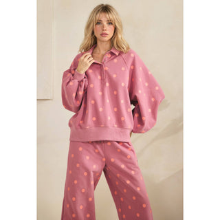 Playful Dot Quarter Zip: Magenta/Pink - Sugar Co.
