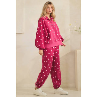 Playful Dot Quarter Zip: Magenta/Pink - Sugar Co.
