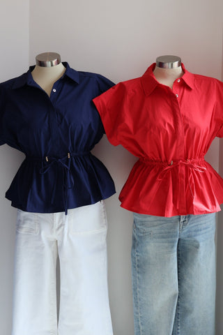 Polished Ease Peplum Top Red - Sugar Co.