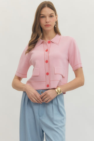 Polished in Pink Sweater Jacket - Sugar Co.