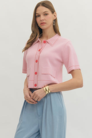 Polished in Pink Sweater Jacket - Sugar Co.